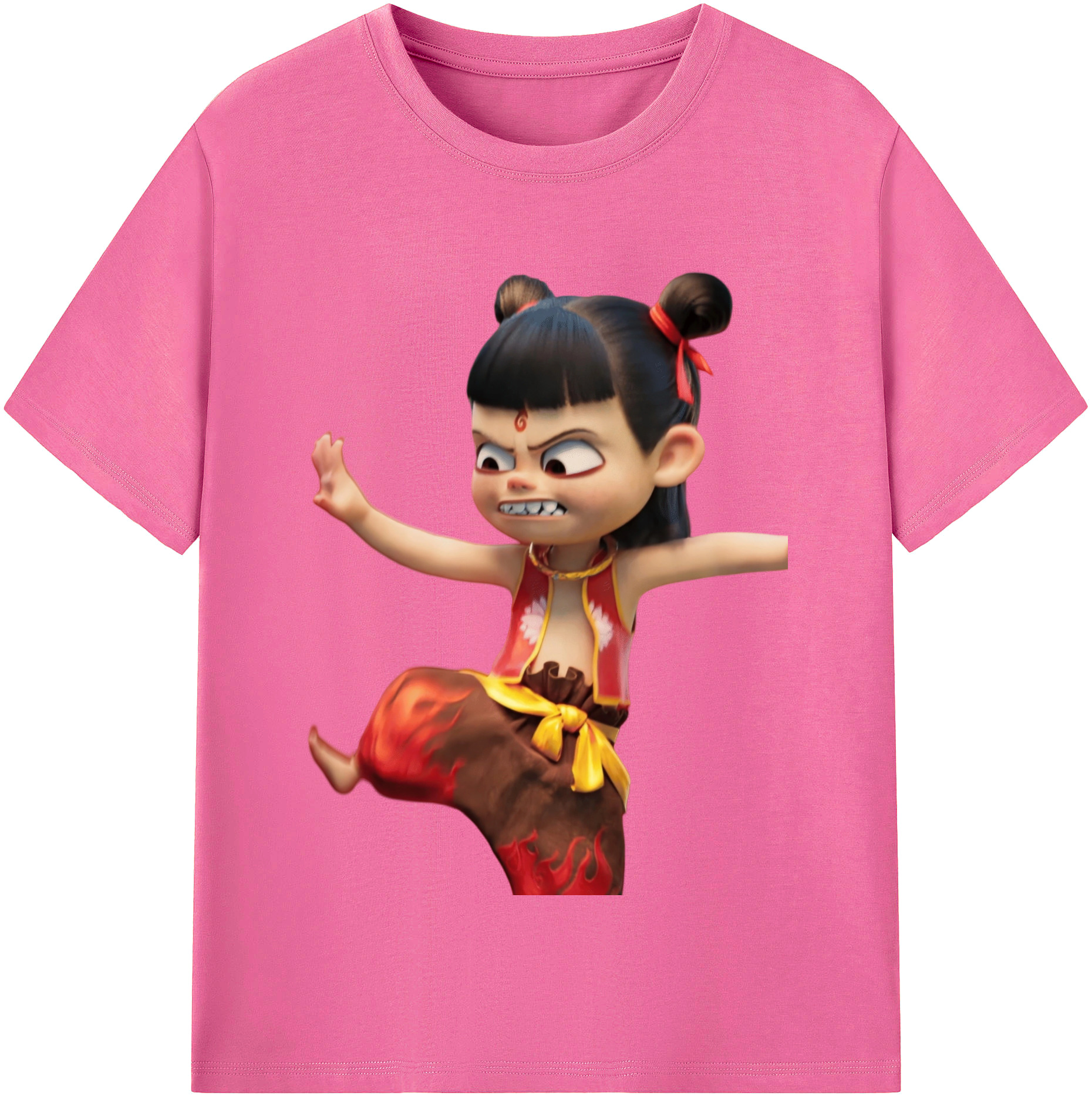 （画像用） Ne Zha 2 ナタ 魔童の大暴れ レディースカジュアルプリントTシャツ（綿100％）